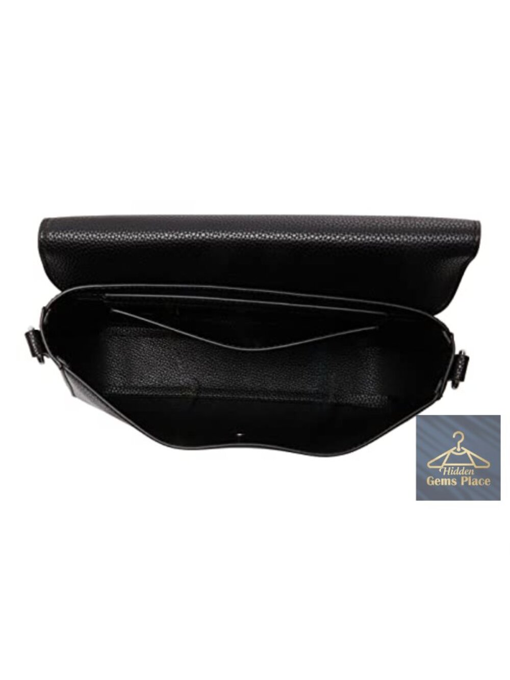 Vegan leather crossbody bag with metallic logo, snap closure, 1.8L capacity - Picture 3 of 3